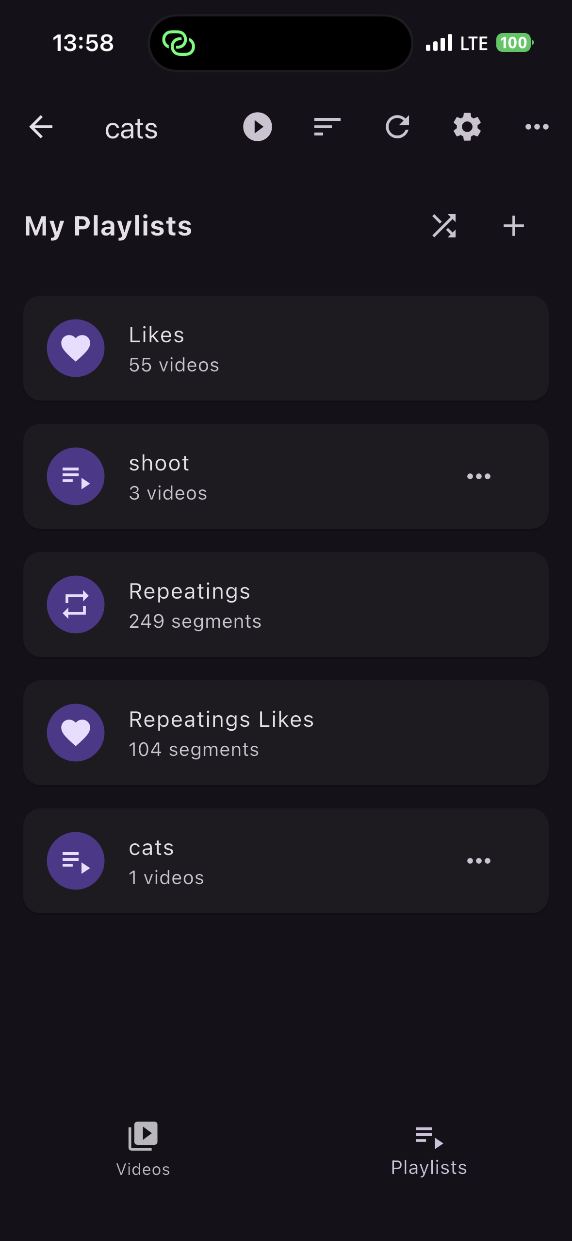 PlayingBox list screen